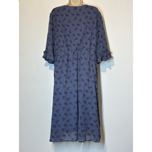Orange Creek Blue With Velvet Floral Print Dress Cottagecore Prairie Boho Sz XL - Picture 2 of 7